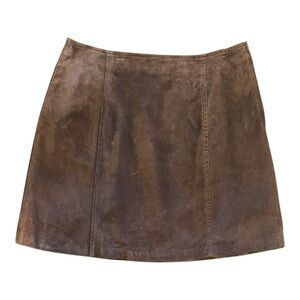 Kathy Ireland Brown Suede Leather Skirt – Size 12